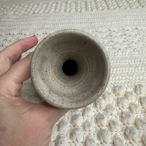 HANDMADE Pottery Bottleneck Vase Blue Tan Home Decor Nature Neutral - Picture 5 of 9